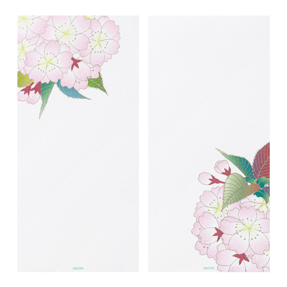 Midori Message Letter Pad - Silk-Printing Ball-Shaped Cherry Blossom