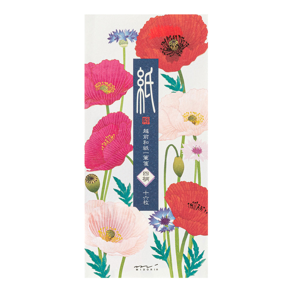 Midori Message Letter Pad - Four Designs Poppy