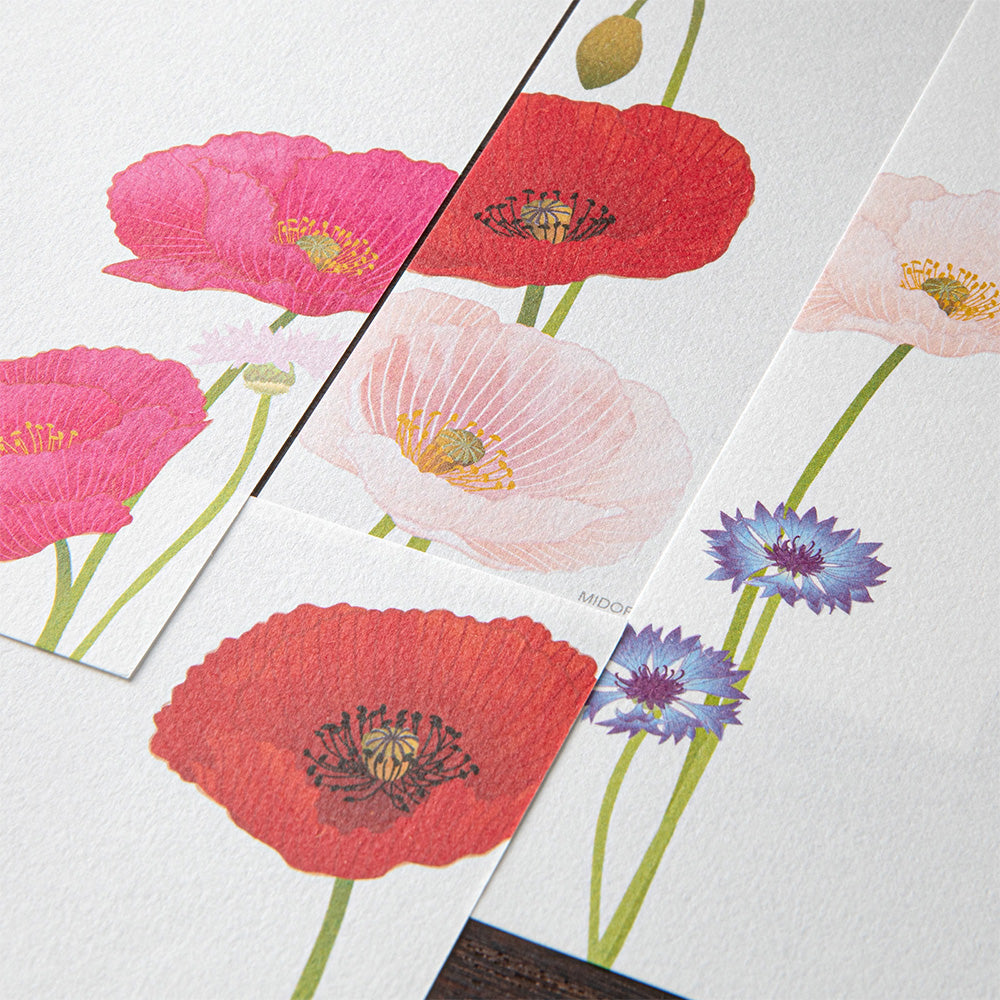Midori Message Letter Pad - Four Designs Poppy – Atlas Stationers