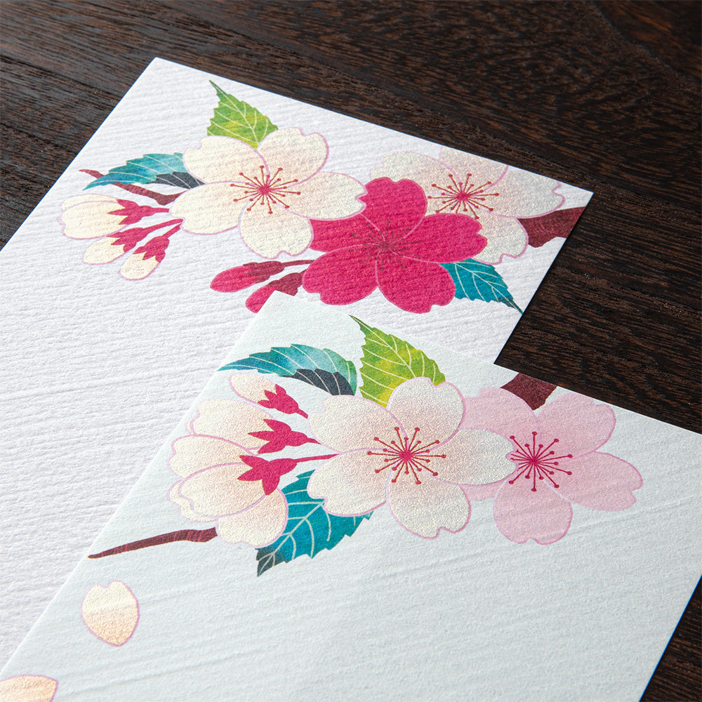 Midori Message Letter Pad - Silk-Printing Cherry Blossom