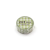 MT Washi Tape - Stripe Checkered Light Moss Green