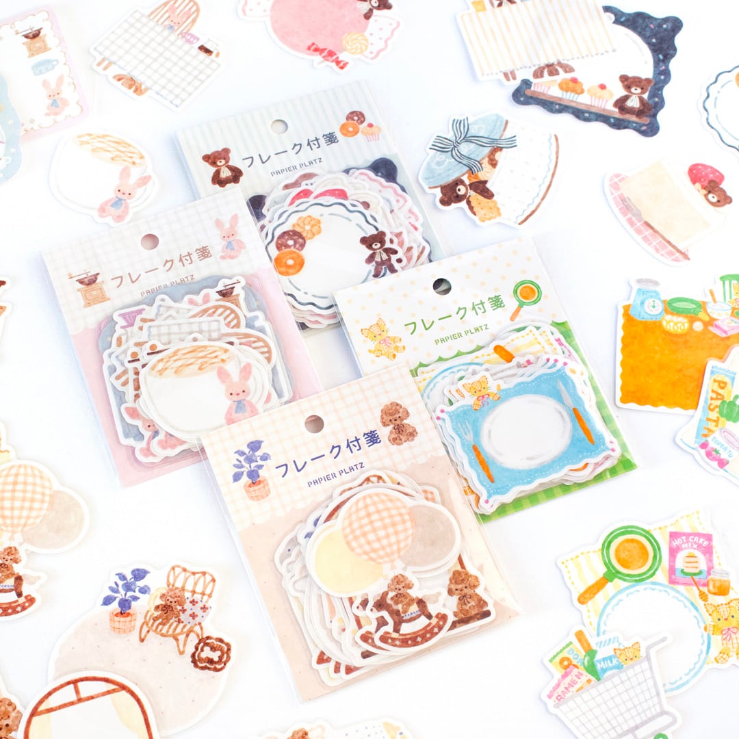 Papier Platz Nakauchi Waka Flake Sticky Notes - Rabbit and Coffee