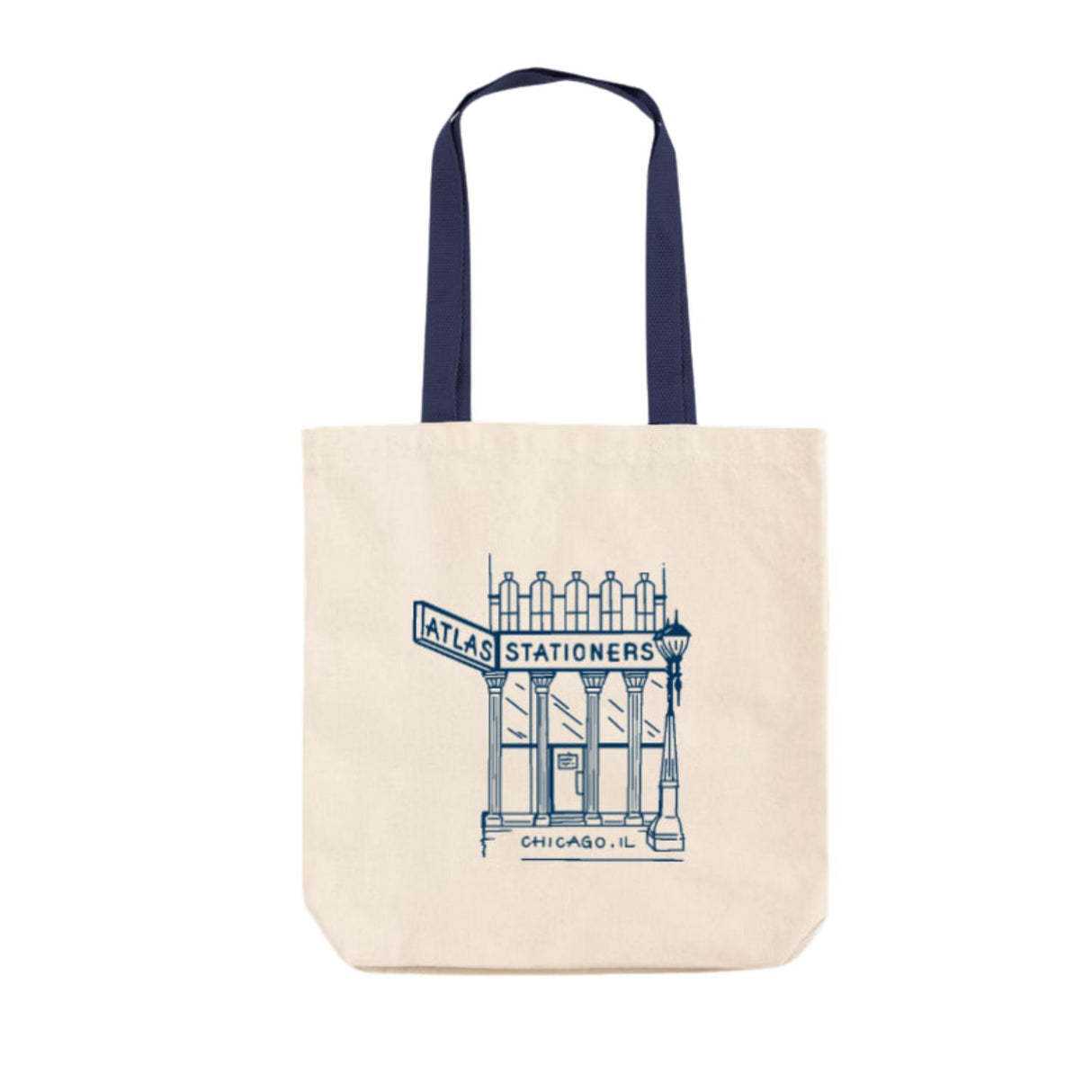 Atlas Stationers Tote Bag - Navy Storefront (Atlas Exclusive)
