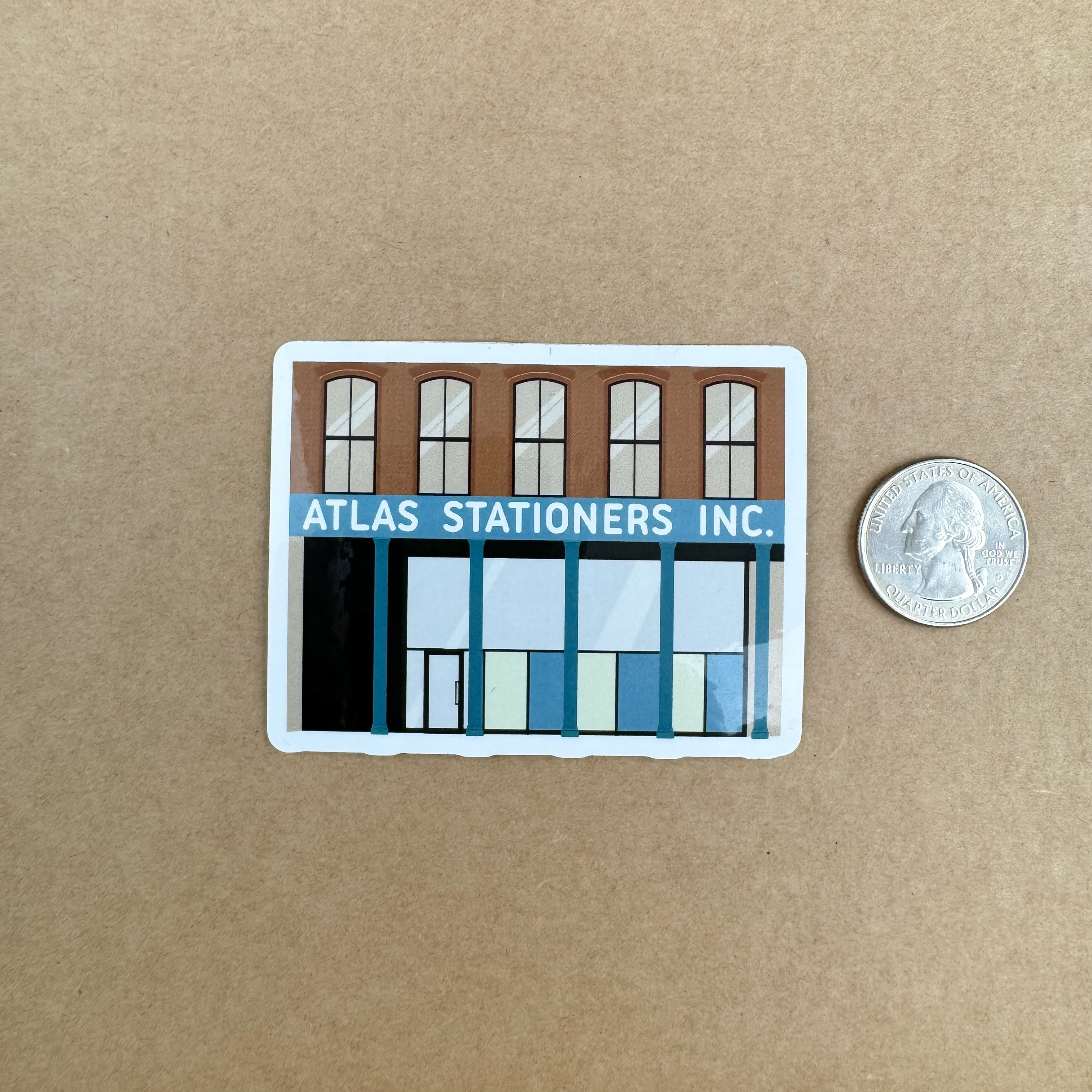 Atlas Stationers Sticker - Crispy Storefront