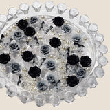 CoraCreaCrafts Black and White Rose Trinkets