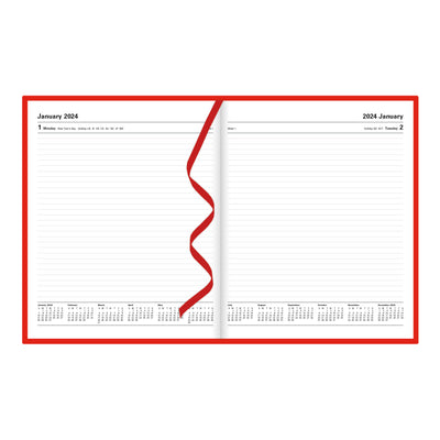 Letts Principal Daily Appointment Book - 10 1/4" x 8 1/4" - Red