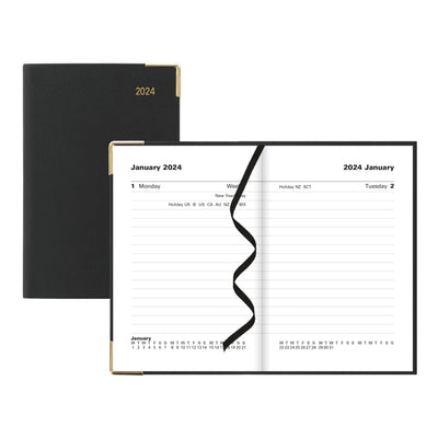 Letts Classic Daily Planner - 4 1/4" x 2 3/4" - Black