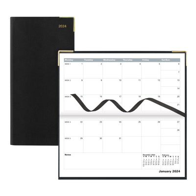 Letts Classic Month to View Planner - 6 5/8" x 3 1/4" - Black