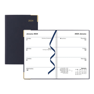 Letts Classic Week to View Planner - 4 1/4" x 2 3/4" - Blue