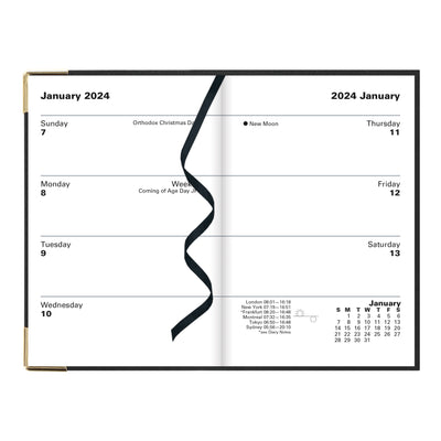 Letts Classic Week to View Planner - 4 1/4" x 2 3/4" - Black
