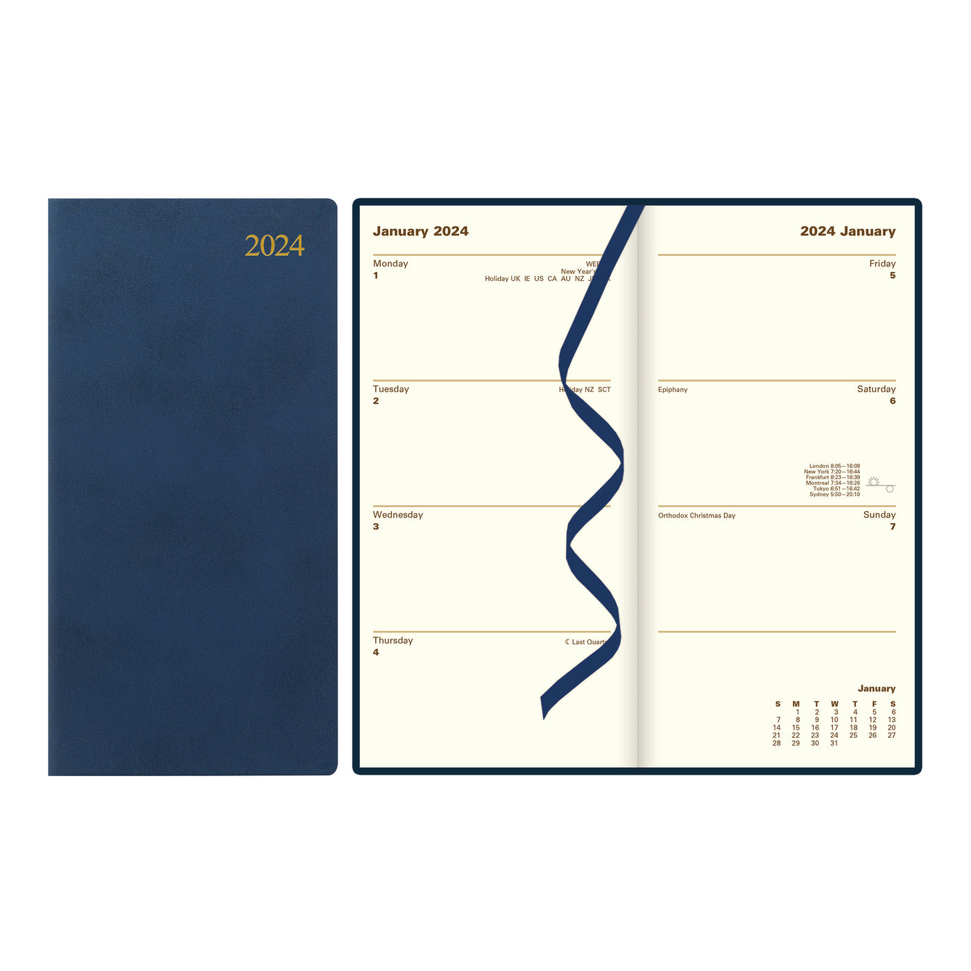 Letts Signature Week to View Vertical Planner - 6 1/2"  x 3 1/4" - Blue