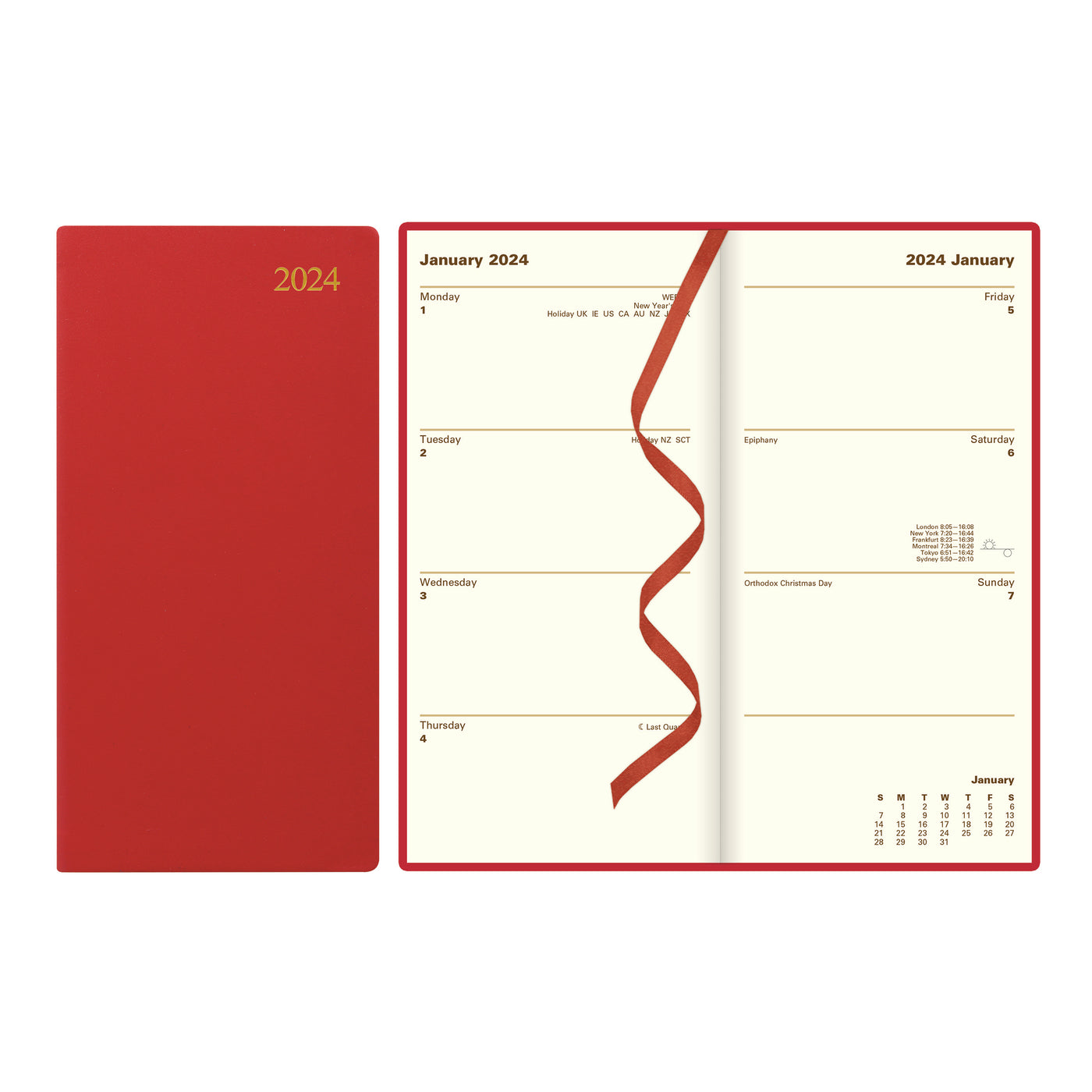 Letts Signature Week to View Vertical Planner - 6 1/2"  x 3 1/4" - Red