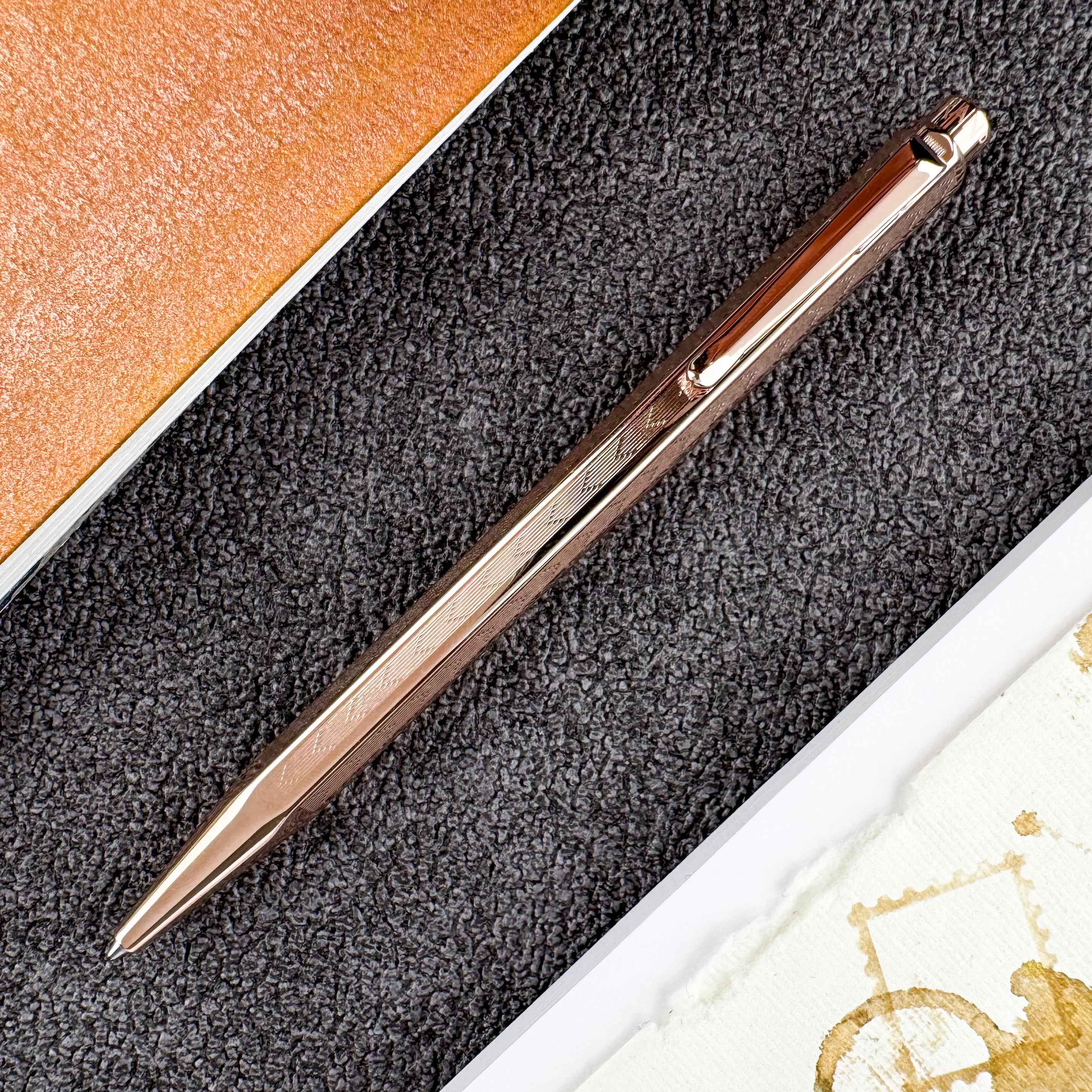 Caran d'Ache 849 Ecridor Gold Ballpoint Pen - Chevron Rose – Atlas