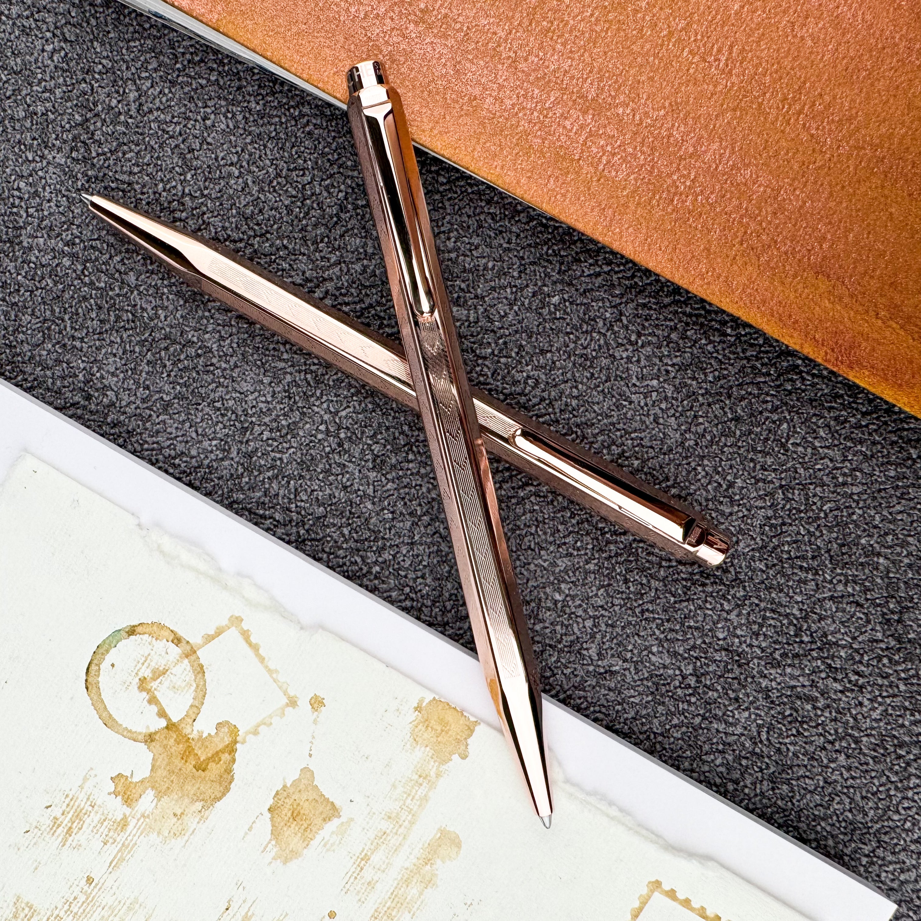 Caran d'Ache 849 Ecridor Gold Ballpoint Pen - Chevron Rose – Atlas