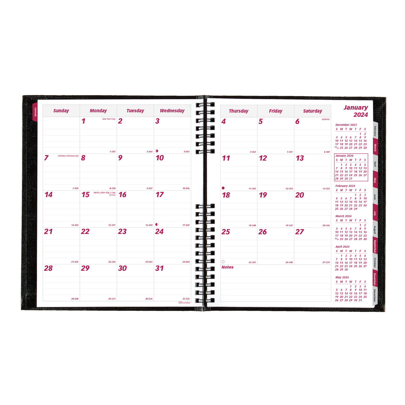 Brownline Coilpro Monthly Planner - 8 7/8" x 7 1/8" - Black Cover