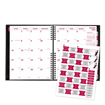 Brownline Coilpro Monthly Planner - 8 7/8" x 7 1/8" - Black Cover