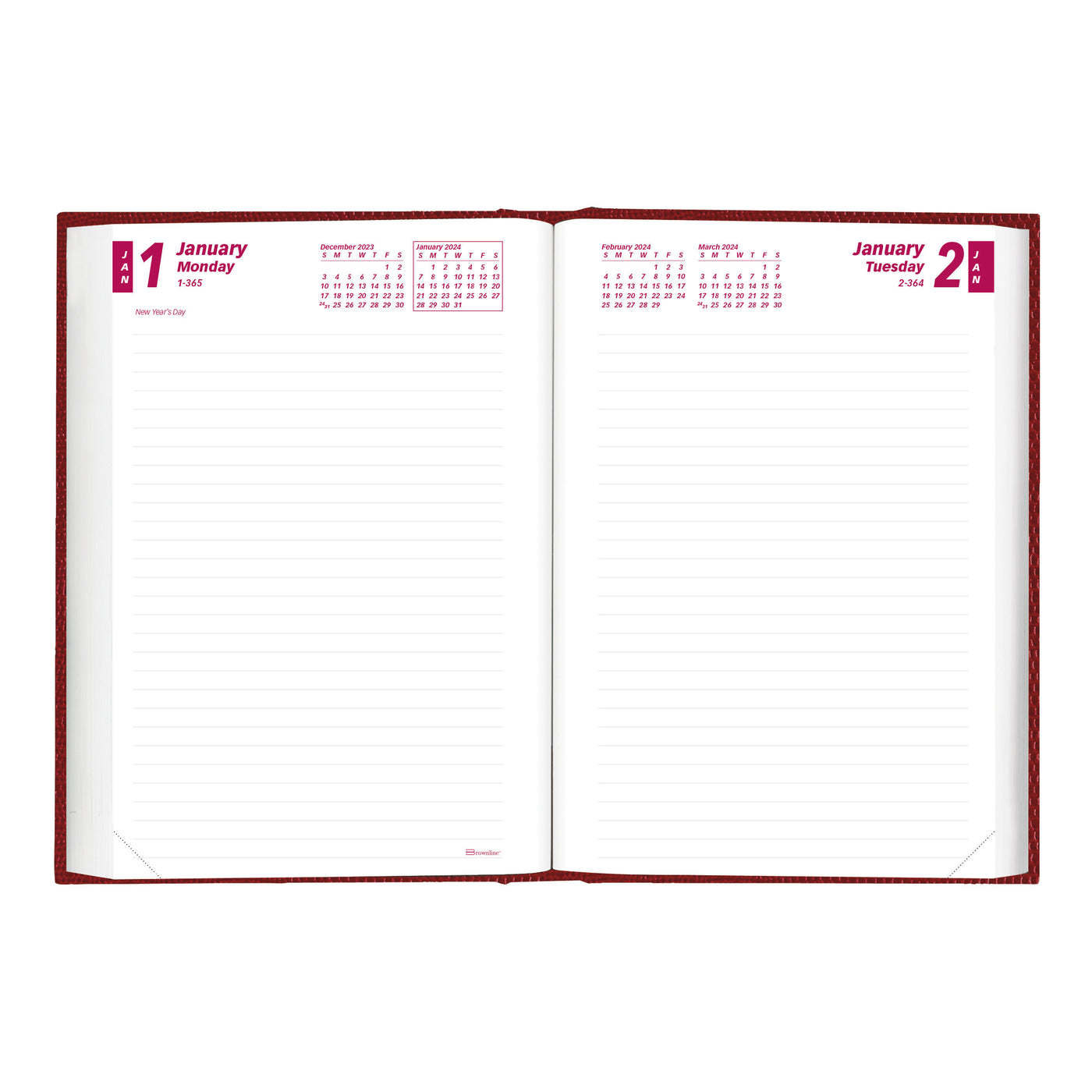 Brownline Daily Planner - 5" x 7 1/2" - Red Cover