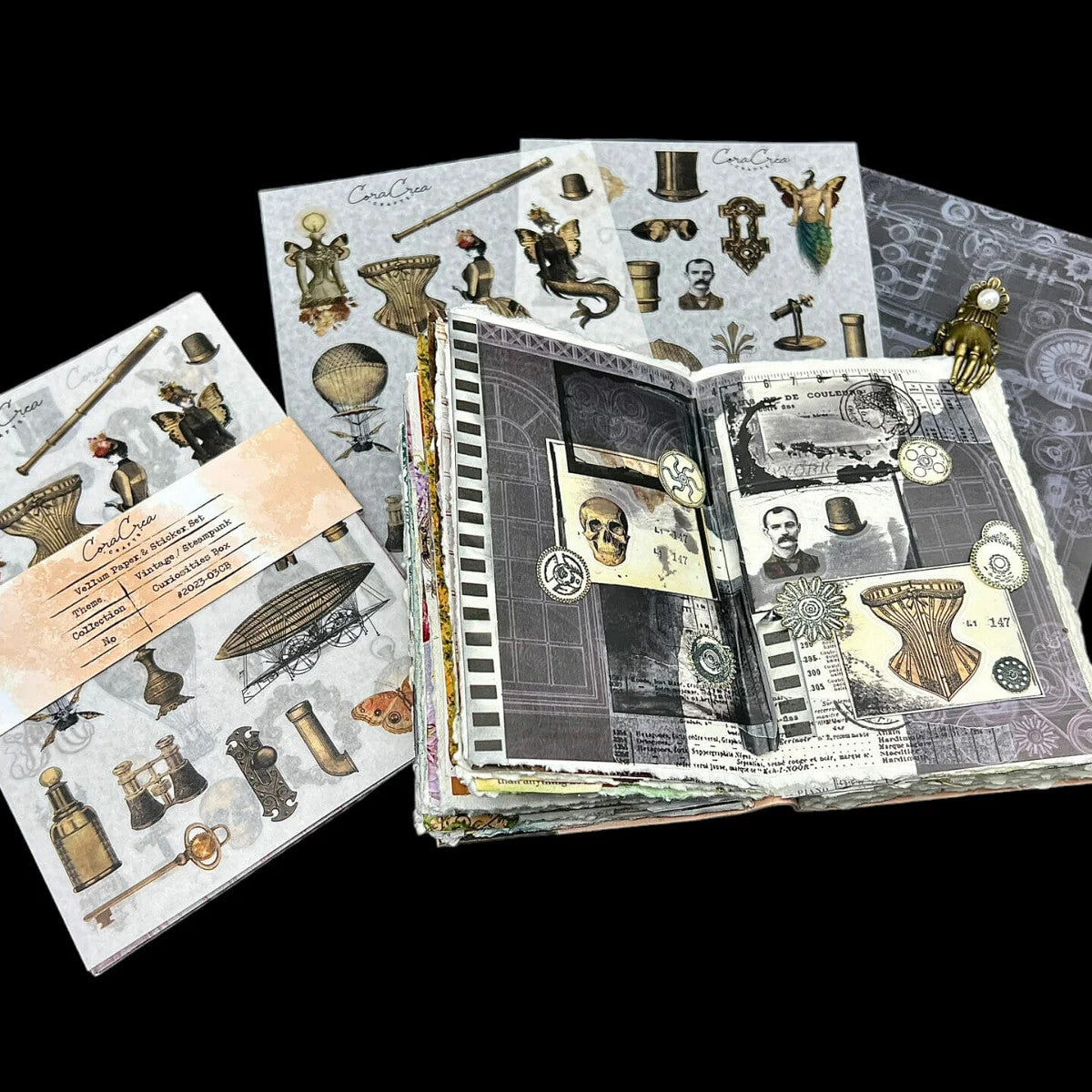 CoraCreaCrafts Paper & Sticker Set - Steampunk