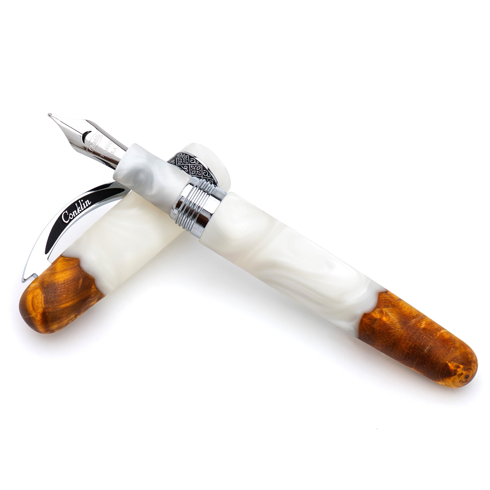 Conklin 1898 Spectra Fusion Fountain Pen - White Chrome (Limited