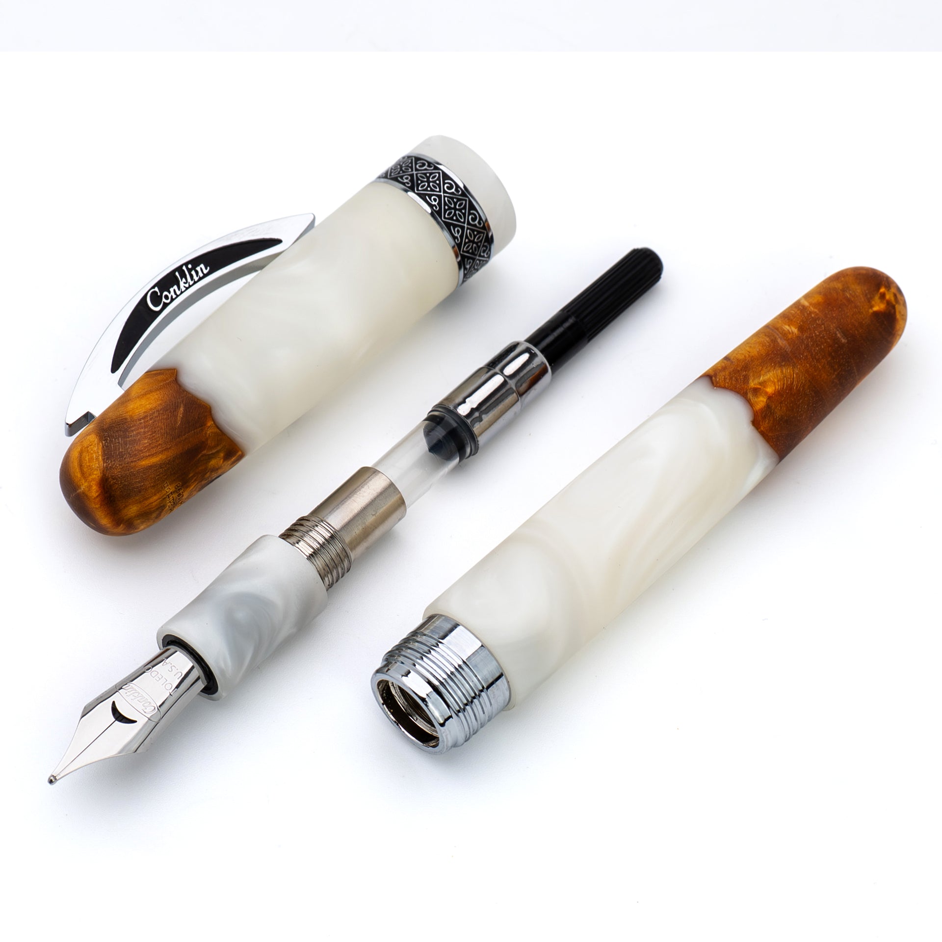 Conklin 1898 Spectra Fusion Fountain Pen - White Chrome (Limited