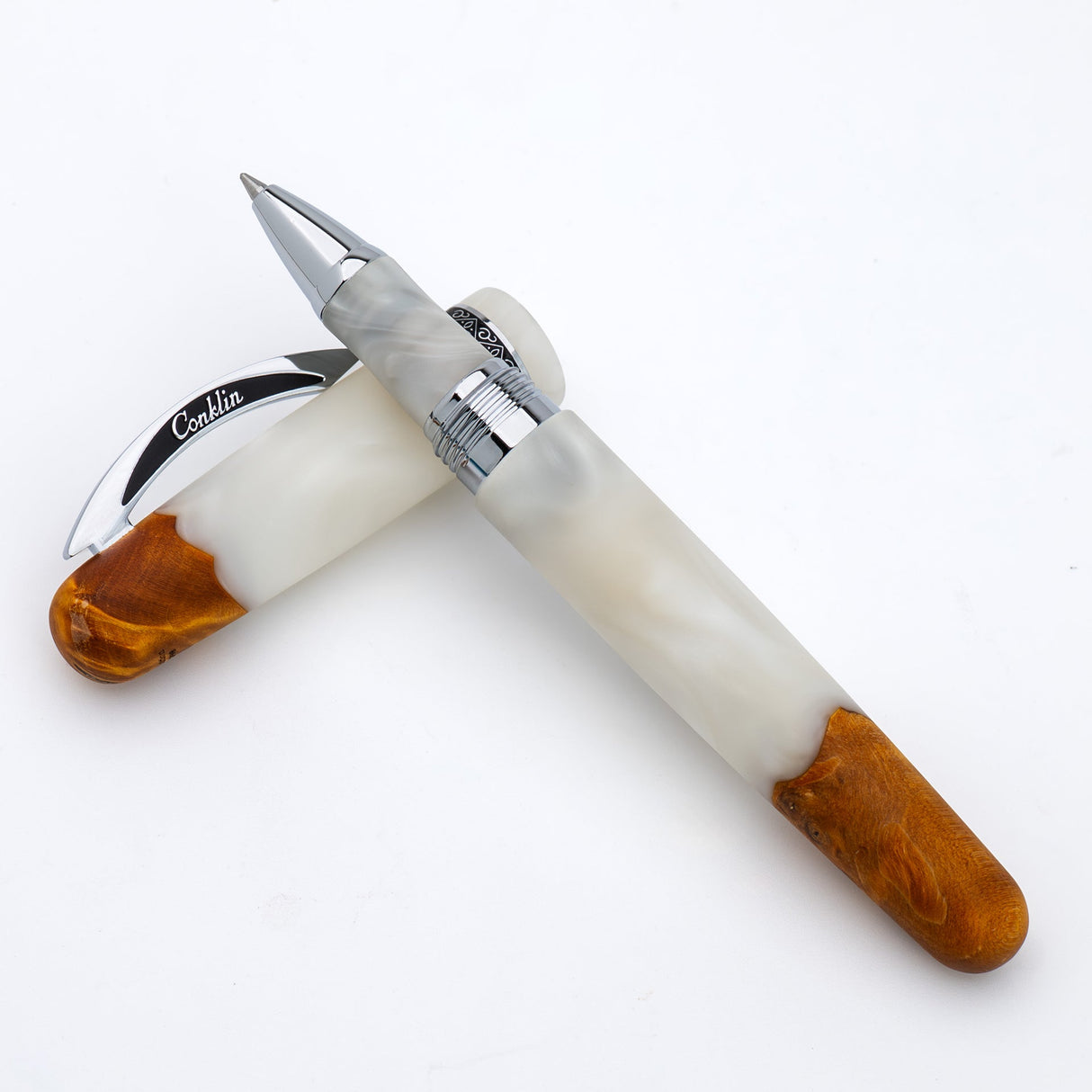 Conklin 1898 Spectra Fusion Rollerball Pen - White Chrome (Limited Edition)