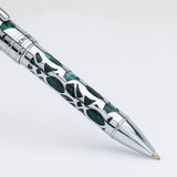 Conklin Endura Deco Crest Ballpoint Pen - Forest Green/Chrome tip detail