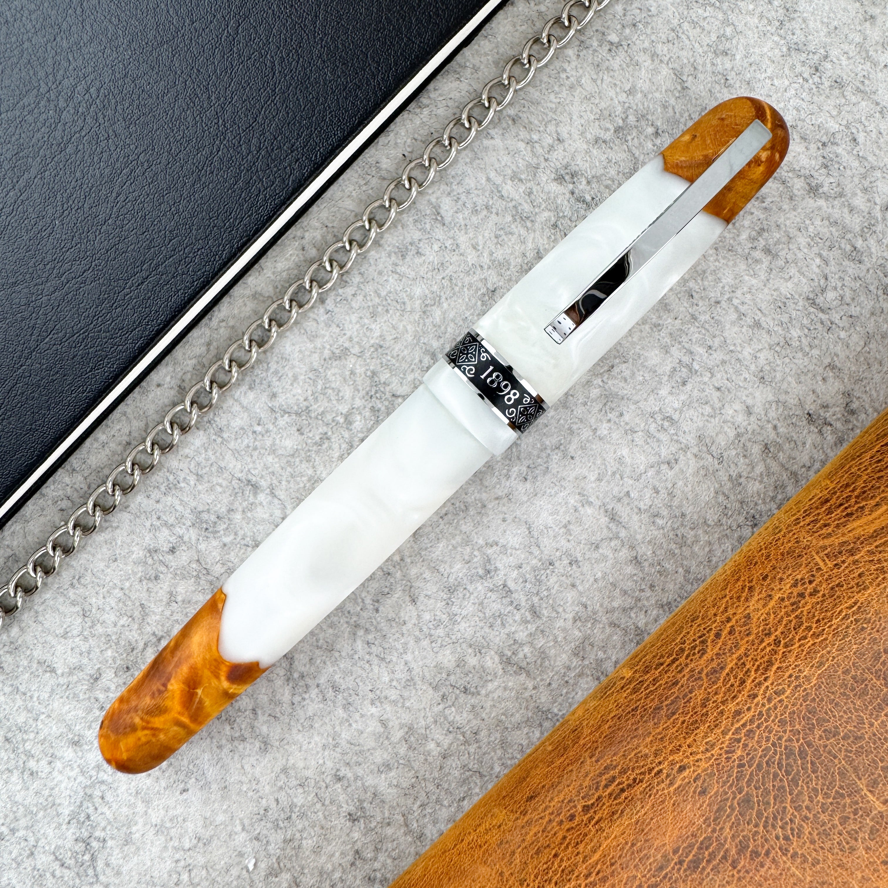 Conklin 1898 Spectra Fusion Rollerball Pen - White Chrome (Limited