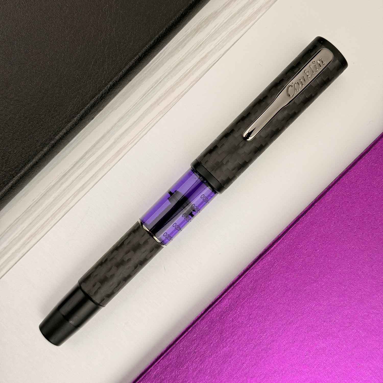 Conklin Carbon Fiber Stealth Word Gauge Fountain Pen - Purple