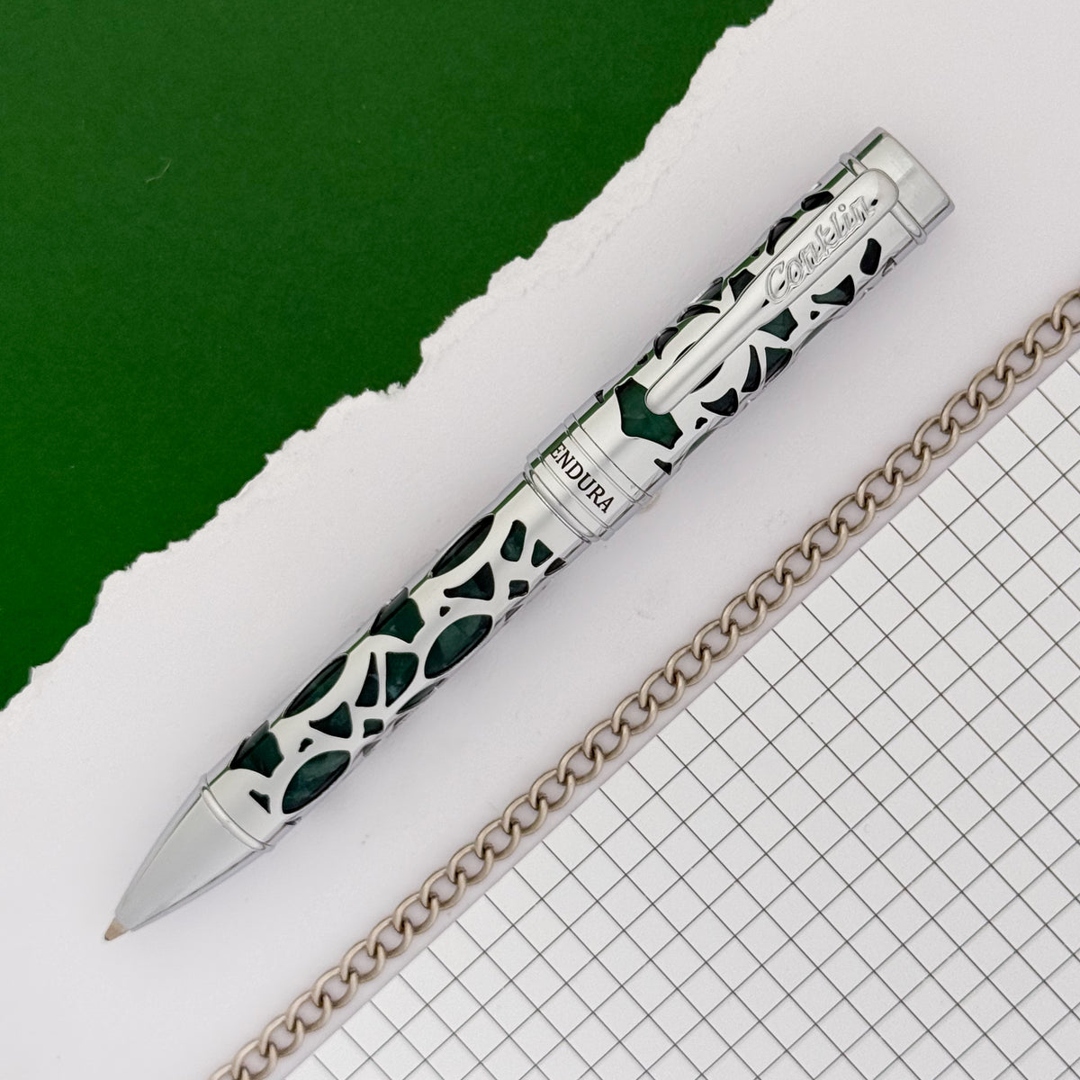 Conklin Endura Deco Crest Ballpoint Pen - Forest Green/Chrome