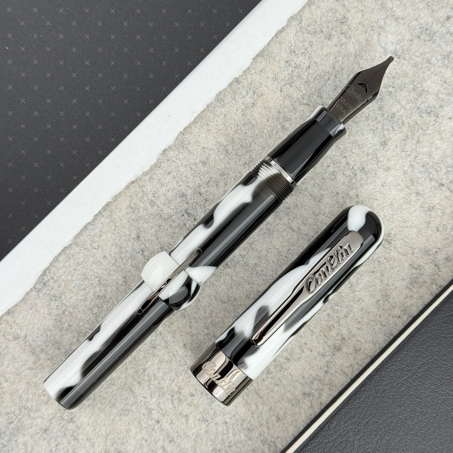 Conklin Mark Twain Crescent Collection Fountain Pen - Black/White