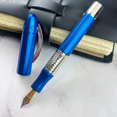 Conklin Nozac Classic 125 Anniversary Fountain Pen - Blue / Chrome (Limited Edition)