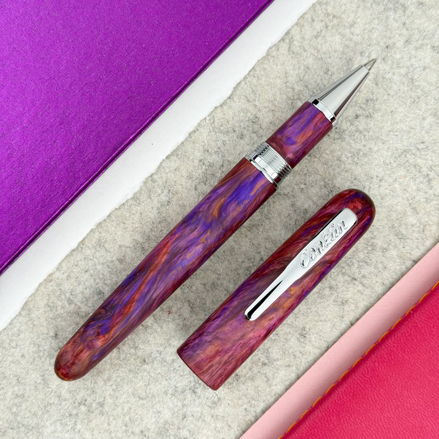 Conklin Streamline Rollerball Pen - Sunset Medley - Matte w/Chrome Trim