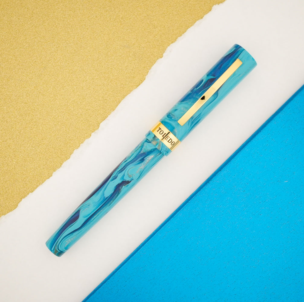 Conklin Toledo Fountain Pen - Tidal Pool w/ Yellow Gold Trim (Limited Edition)