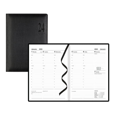 Letts Milano Week to View Appointment Book - 8 1/4" x 5 7/8" - Black