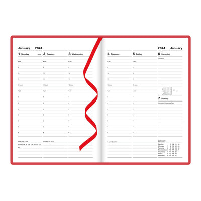 Letts Milano Week to View Appointment Book - 8 1/4" x 5 7/8" - Red