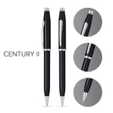 Century II Black Lacquer Ballpoint Pen - info graphic