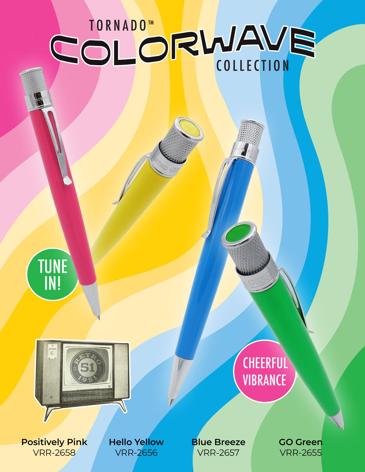 Retro 51 Tornado Colorwave Collection Rollerball Pen - Go Green