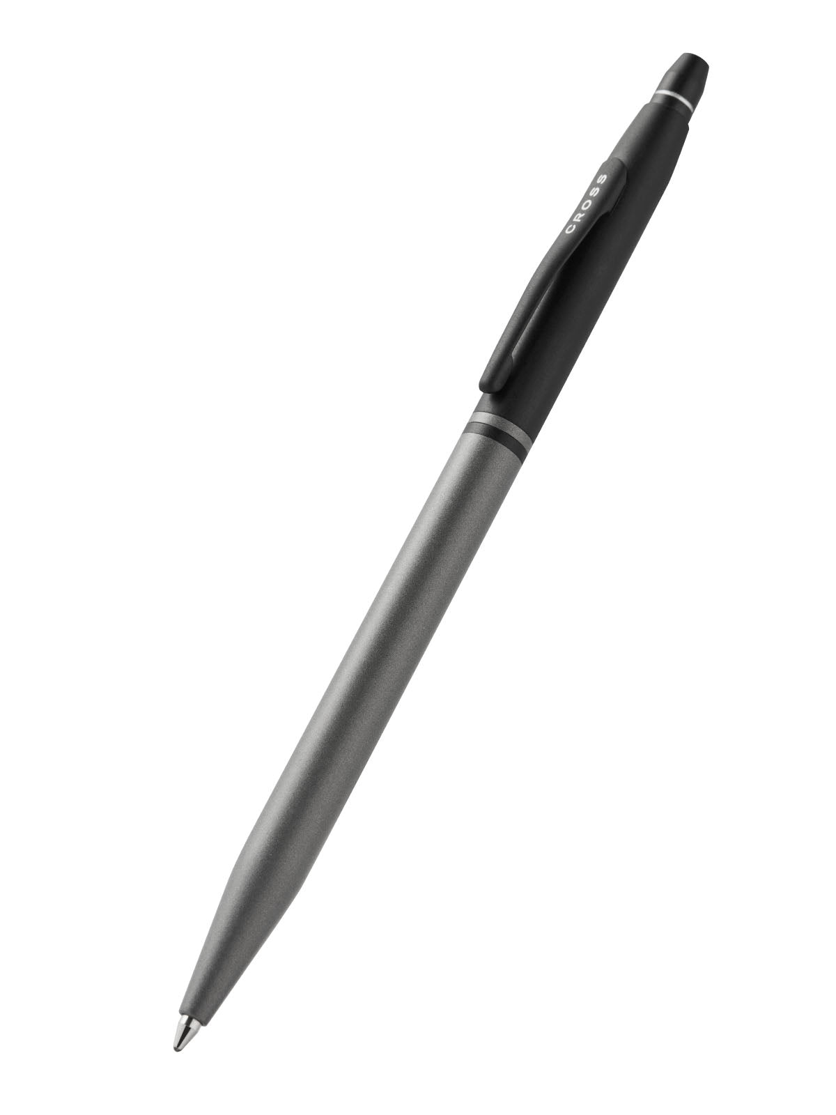 Click Tuxedo Satin Metallic Gray Ballpoint Pen Angle