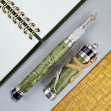 David Oscarson Black Water Snake Fountain Pen - Light Green w/ Gold (Limited Edition #08/08)