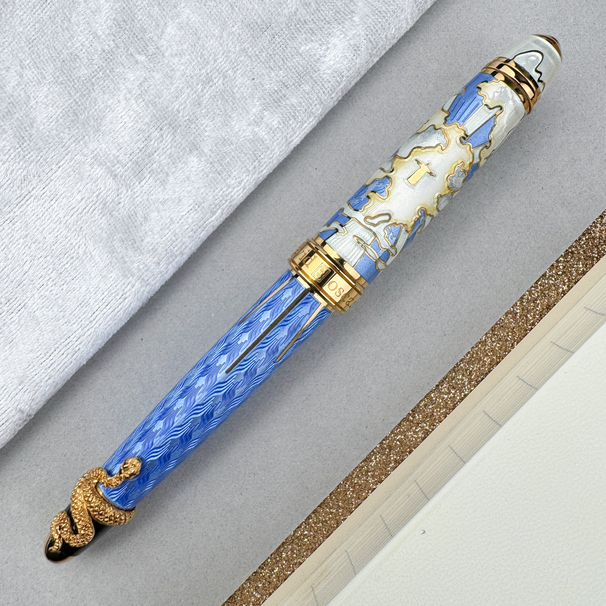 David Oscarson Deus Regit Fountain Pen - Light Blue  (Limited Edition #14/88)