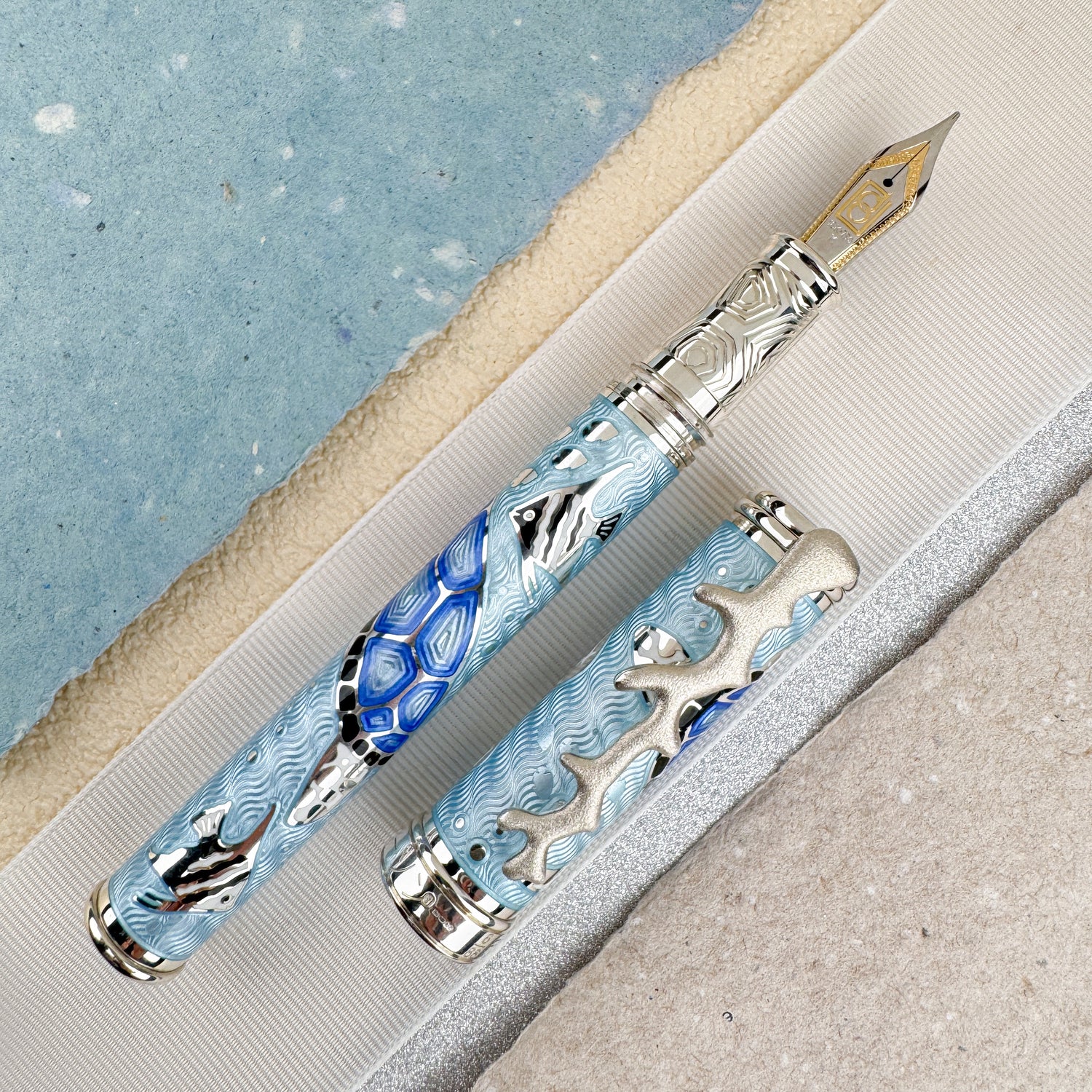 David Oscarson Sea Turtle Fountain Pen - Light Blue (Limited Edition #06/88)