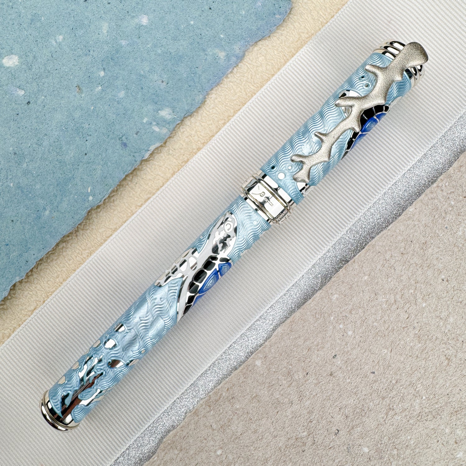 David Oscarson Sea Turtle Fountain Pen - Light Blue (Limited Edition #06/88)
