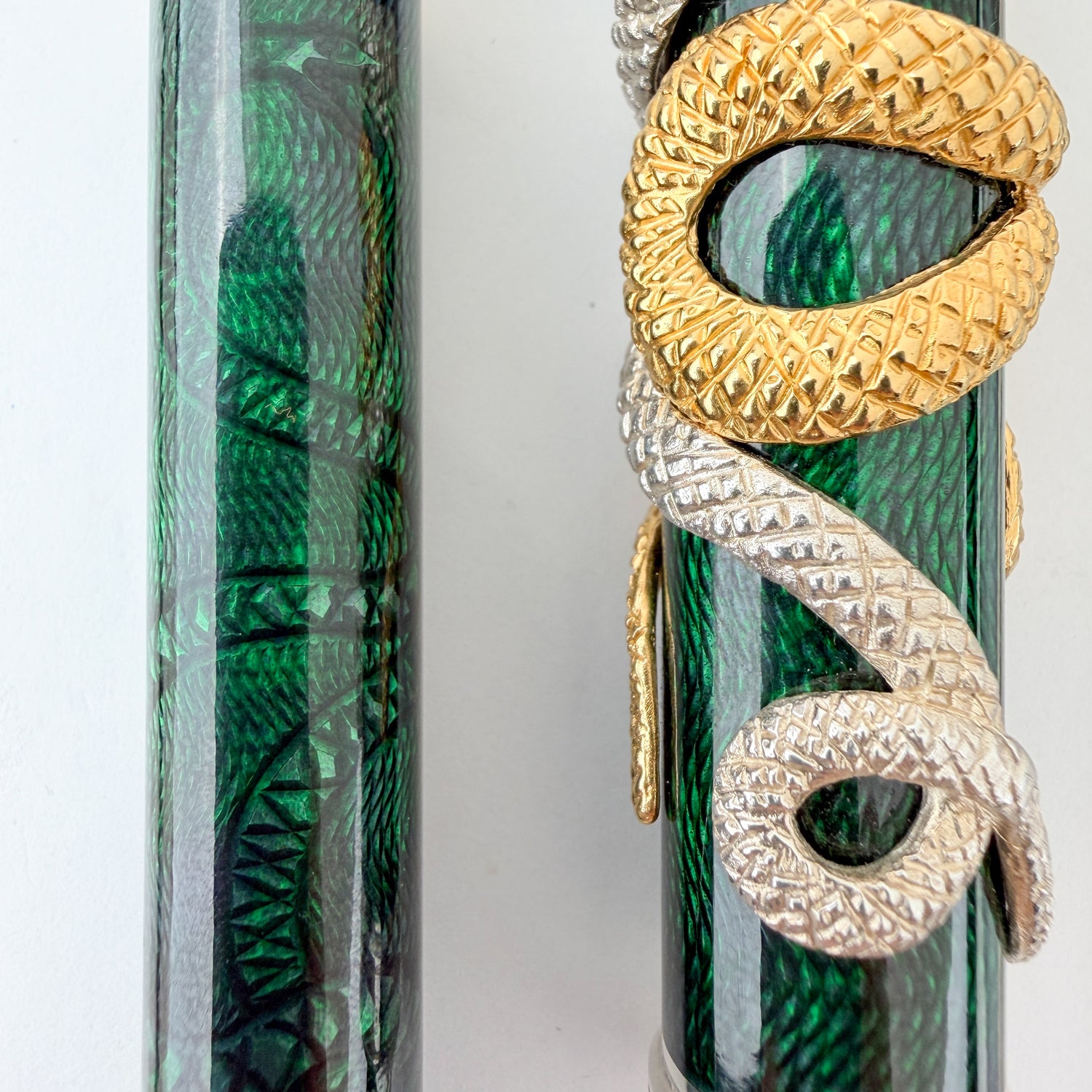 David Oscarson Green Water Snake Fountain Pen - Green with Silver (Limited Edition #08/08)