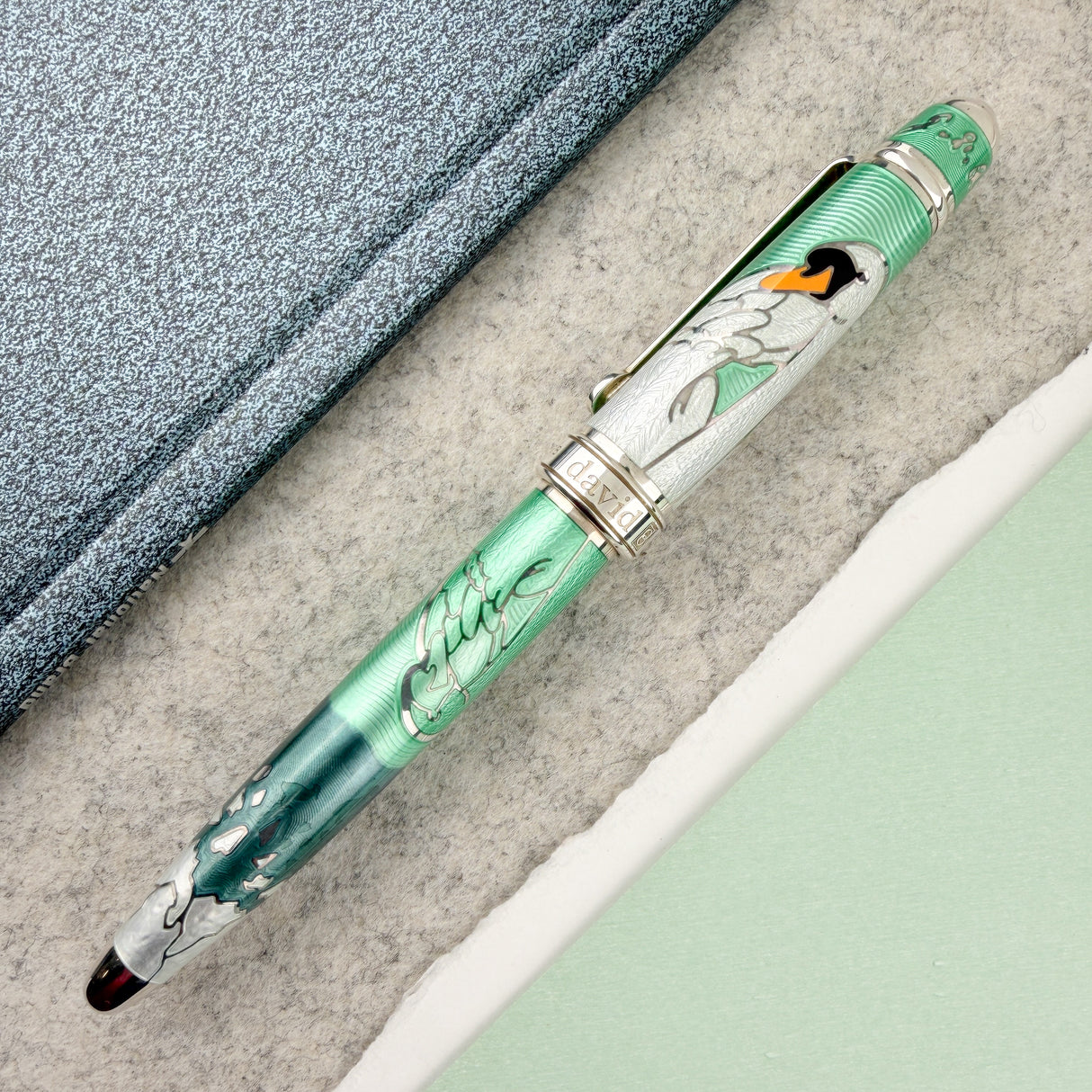 David Oscarson Hans Christian Andersen Fountain Pen - Mint with Silver (Limited Edition #02/08)