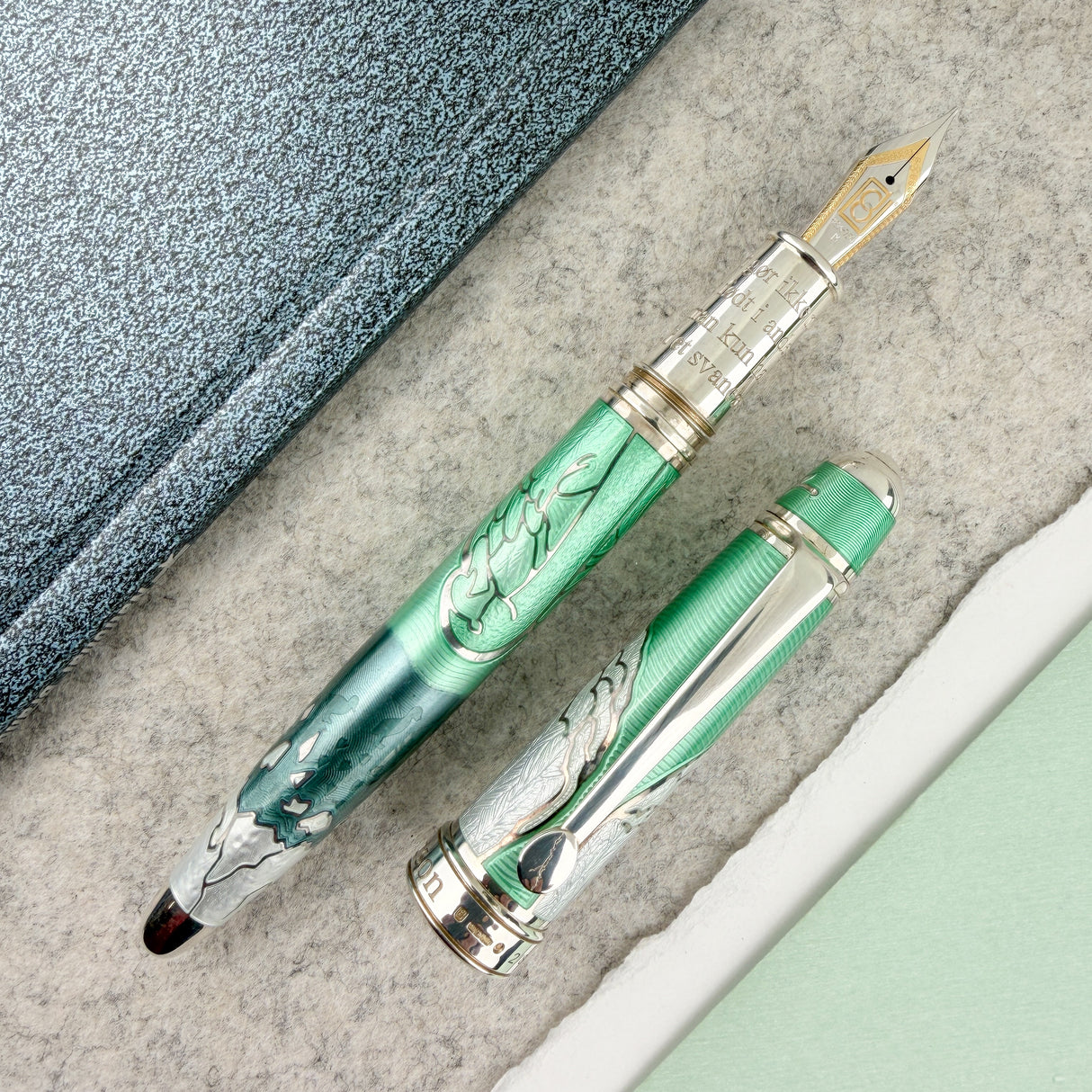 David Oscarson Hans Christian Andersen Fountain Pen - Mint with Silver (Limited Edition #02/08)