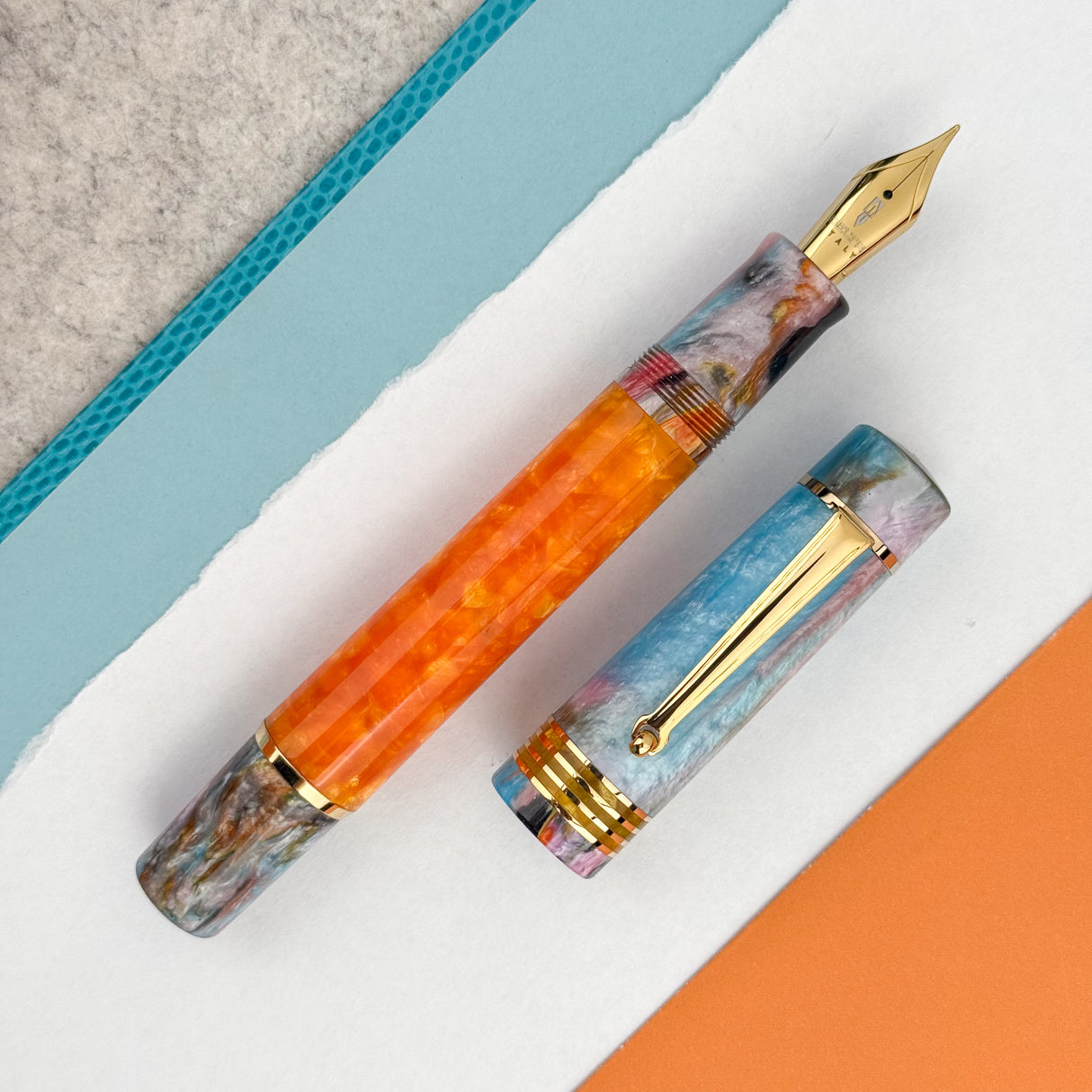 Delta DV Original Mid-Size Fountain Pen - Primary Manipulation 4.5 w/Palladium Trim (Limited Edition)