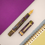 Delta DV Midsize Fountain Pen - Wisteria Walk w/ Yellow Gold Trim (Limited Edition)