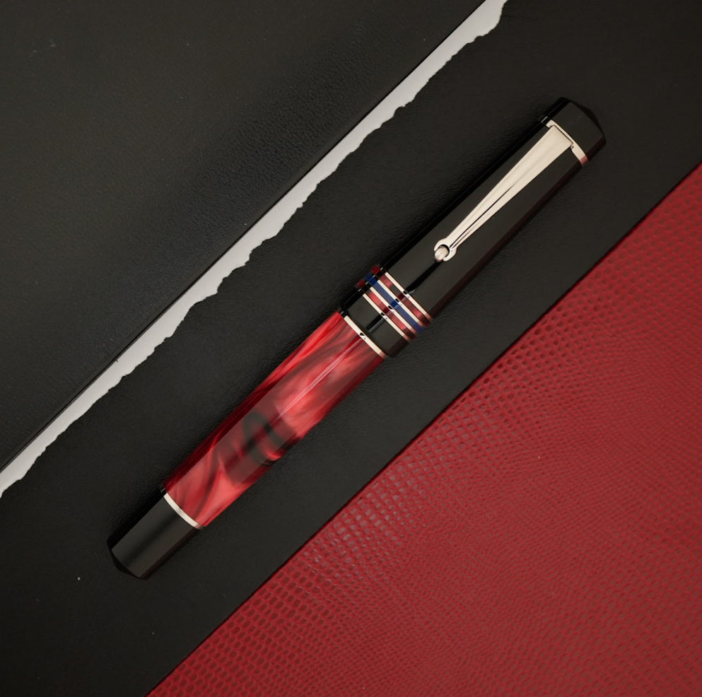 Delta Four Rings Collection Fountain Pen - Crimson Night Palladium Trim (Limited Edition)