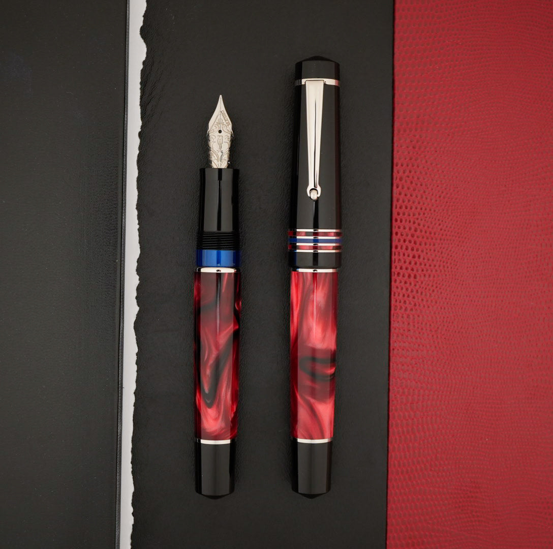 Delta Four Rings Collection Fountain Pen - Crimson Night Palladium Trim (Limited Edition)