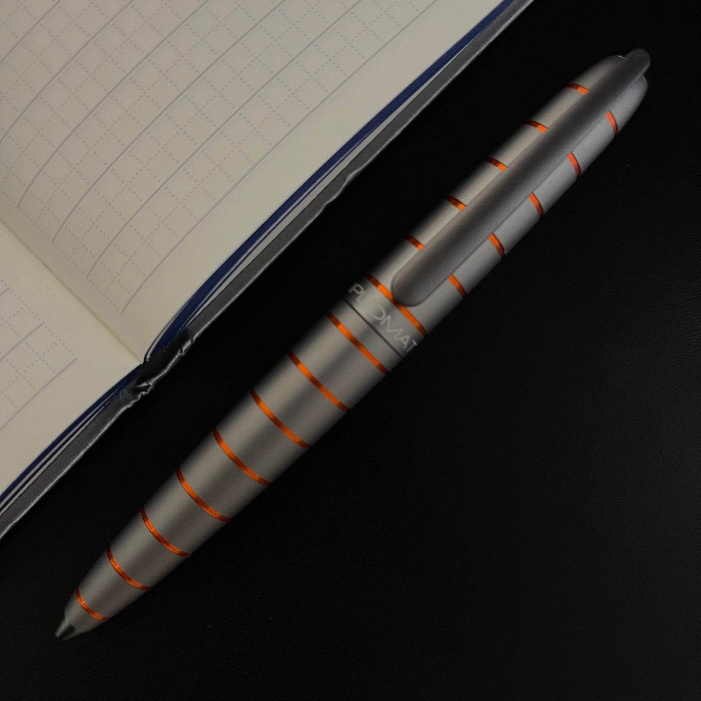 Diplomat Elox Fountain Pen - Grey with Orange Rings (14kt Gold Nib)